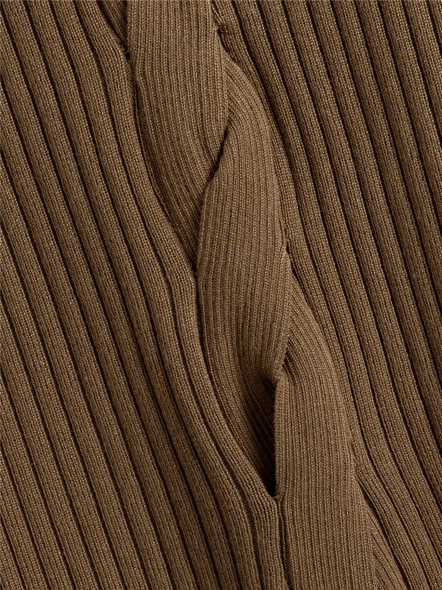 Повседневный шикарный вязаный комплект из 2 предметов Женский свитер с V-образным