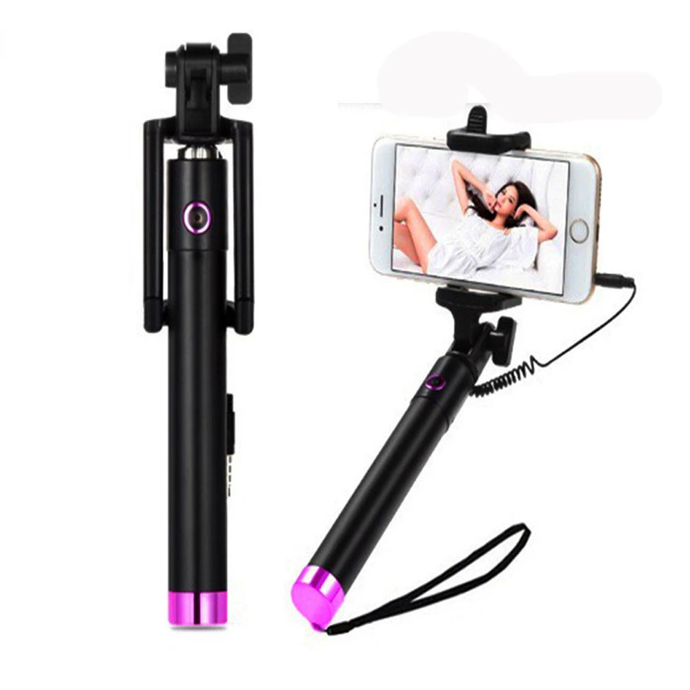 

Non-slip Handle Portable Extendable Monopod Self-Pole Handheld Wired Selfie Stick 180 Degree Adjustable For iPhone Smartphone