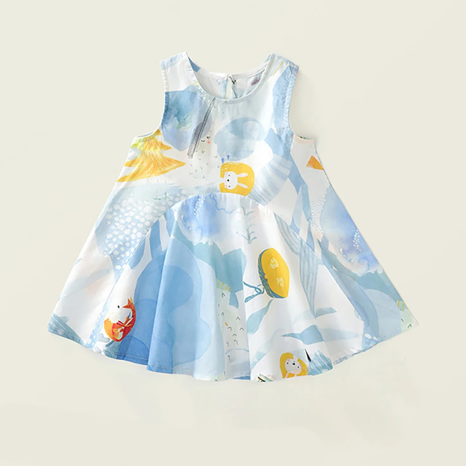 Милое и удобное летнее платье без рукавов для девочек модное повседневное