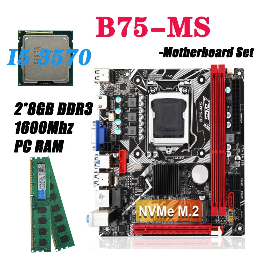 

Комплект материнской платы B75 LGA 1155 MINI ITX с процессором I5 3570, 2*8 ГБ = 16 ГБ, 1600 МГц, DDR3, ПК, ОЗУ с поддержкой USB3.0, SATA3.0, NVME M.2