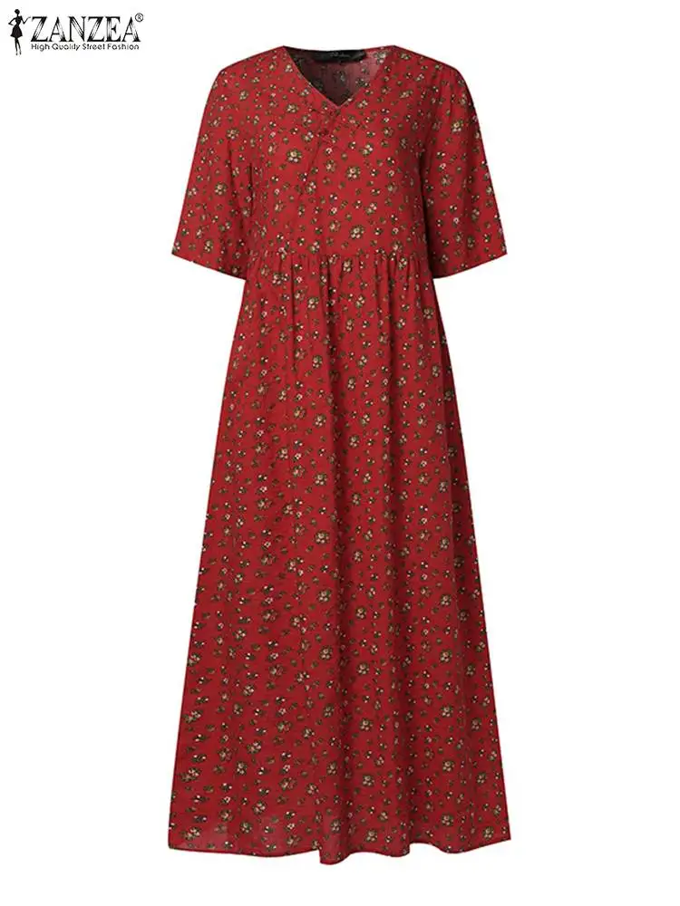 Сарафан ZANZEA с цветочным принтом