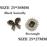 retro black 10pcs 2 styles diy embellishment metal rectangle butterfly buttons for clothing decoration scrapbooking accessories