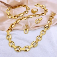 dubai luxury jewelry for women simple style italian fashion necklace earrings bracelet ring set wedding party gift