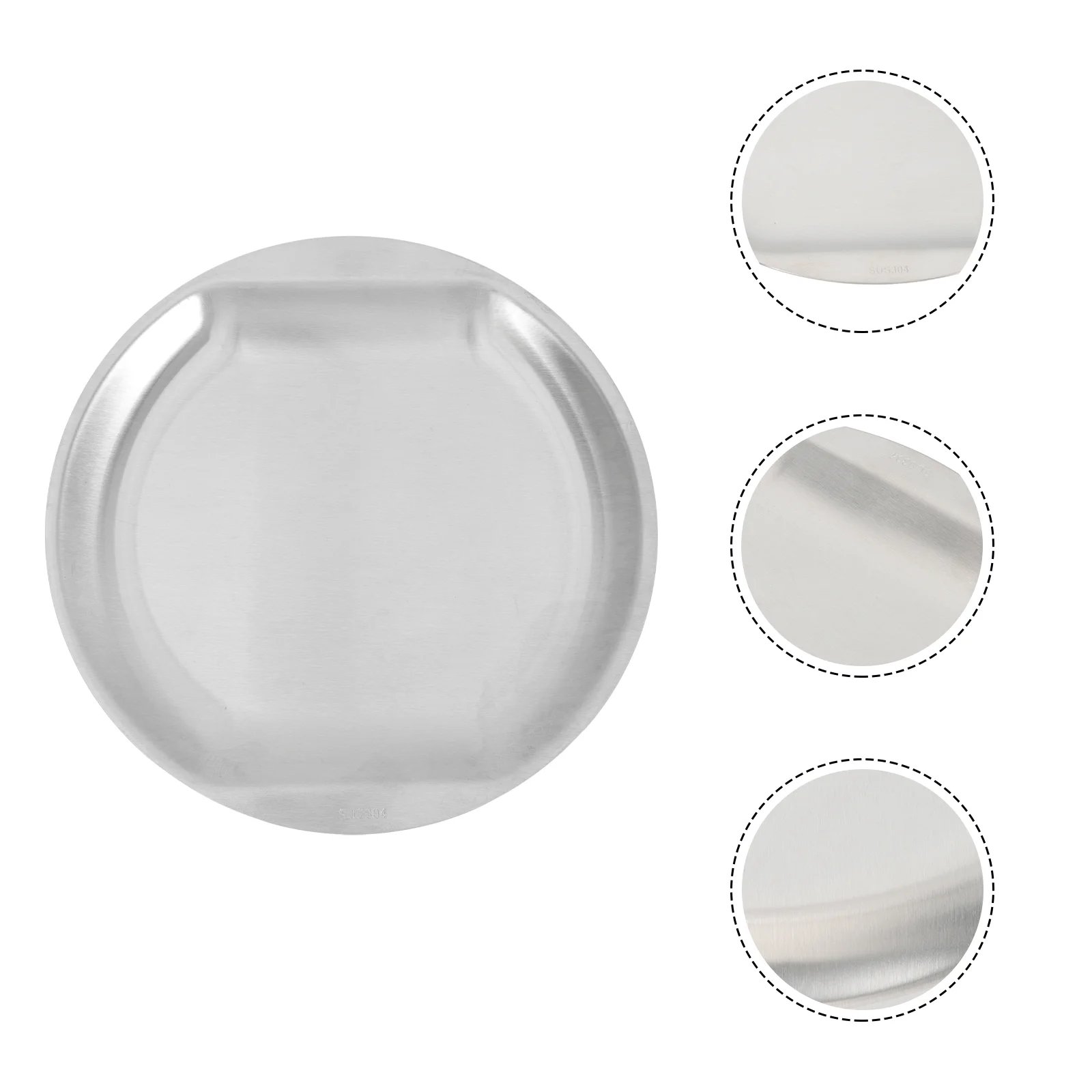 

1Pc Stainless Steel Round Plate Dessert Coffee Tray Salad Plate Cake Plate