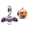 2Pcs/Lot Halloween Style Skull Colorful Castle Pumpkin Charm Beads Bat Pendant With Charms Bracelets Necklace Jewelry Making 5