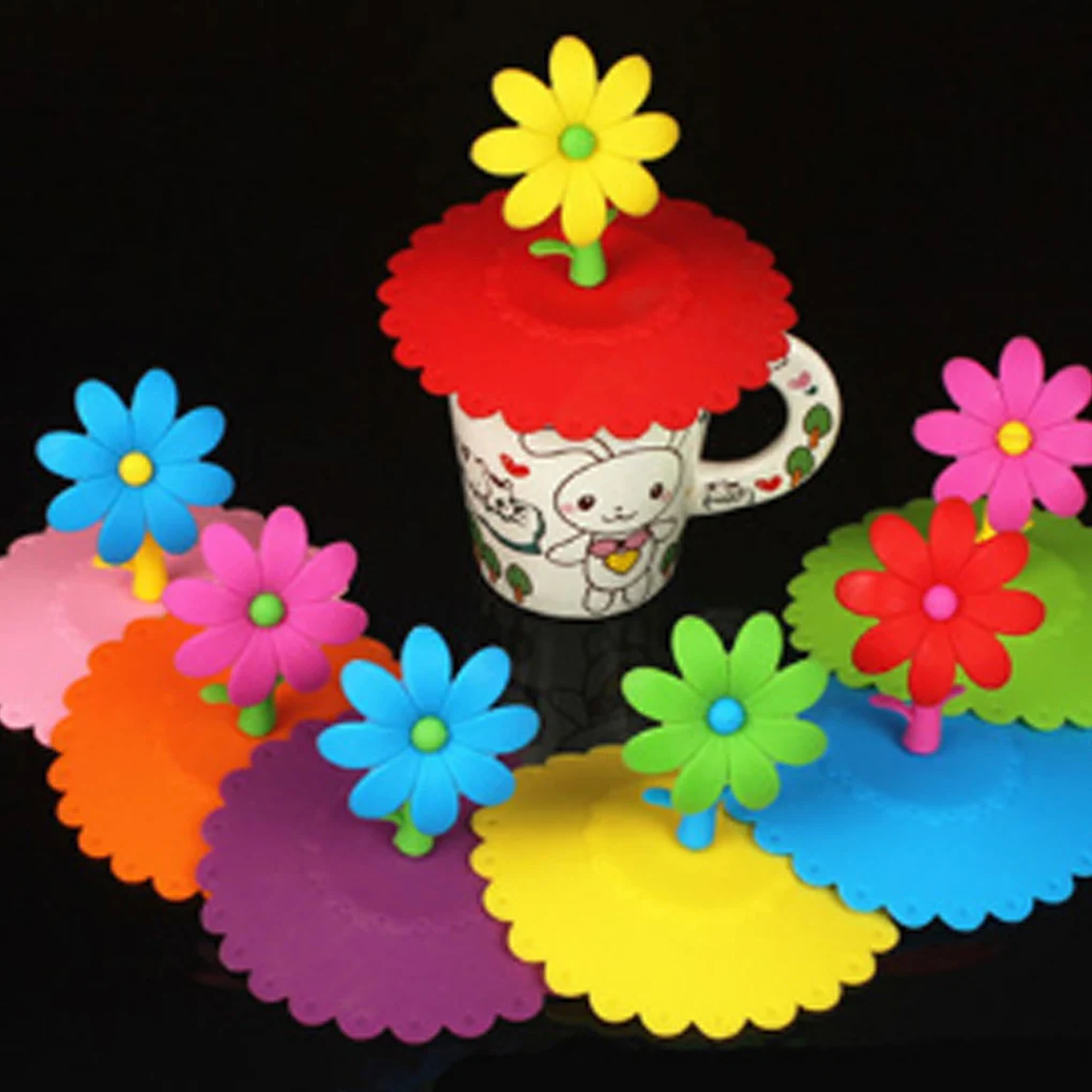 

Anti-Dust Cup Lid Silicone Cup Mug CoverCartoon Flower Airtight Seal Drink Covers Spillproof