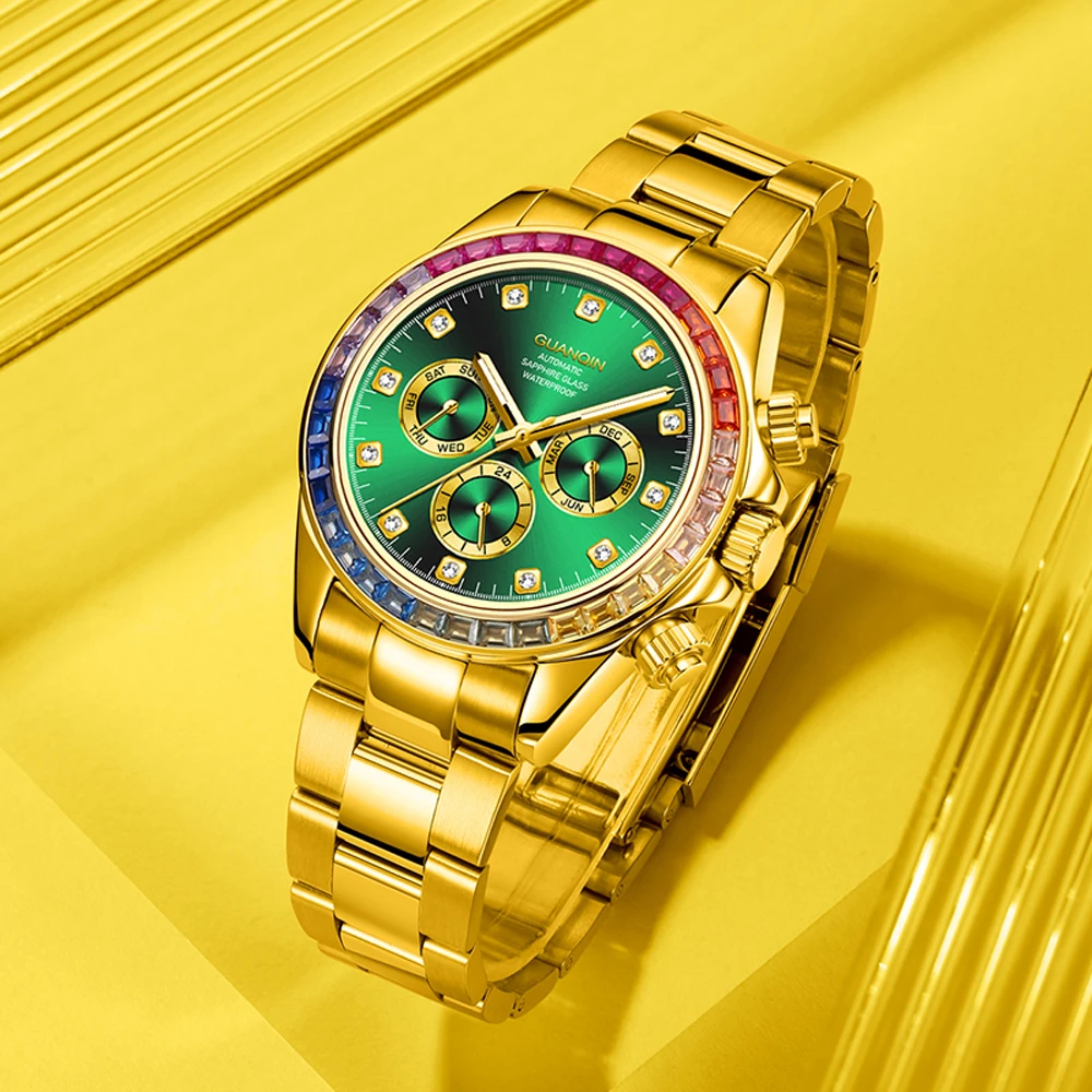 Часы наручные GUANQIN Мужские механические роскошные многофункциональные