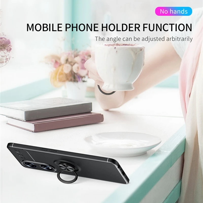 For OPPO A98 5G Case Cover OPPO A98 5G Capas New Shockproof Phone Bumper Back Soft Ring Magnetic Holder Fundas OPPO A98 A 98 5G