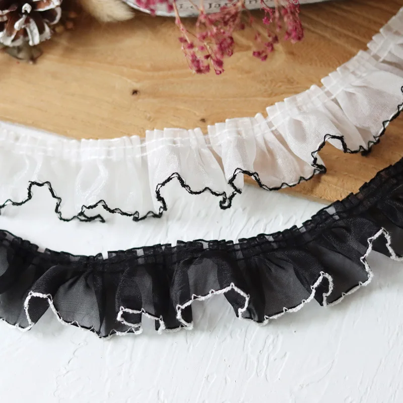 Черно-белая кружевная одежда кружевные аксессуары юбка занавеска ручная складка
