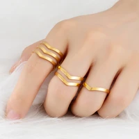 tulx simple multi layer geometric wave ring stainless steel opening adjustable rings for women man bride jewelry