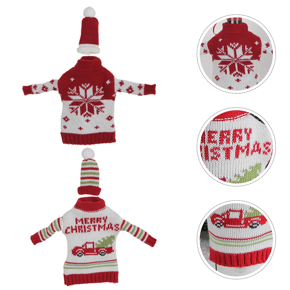

2 Sets Small Covers Christmas Ornaments Decoration Clothes Adorable Bottle Xmas