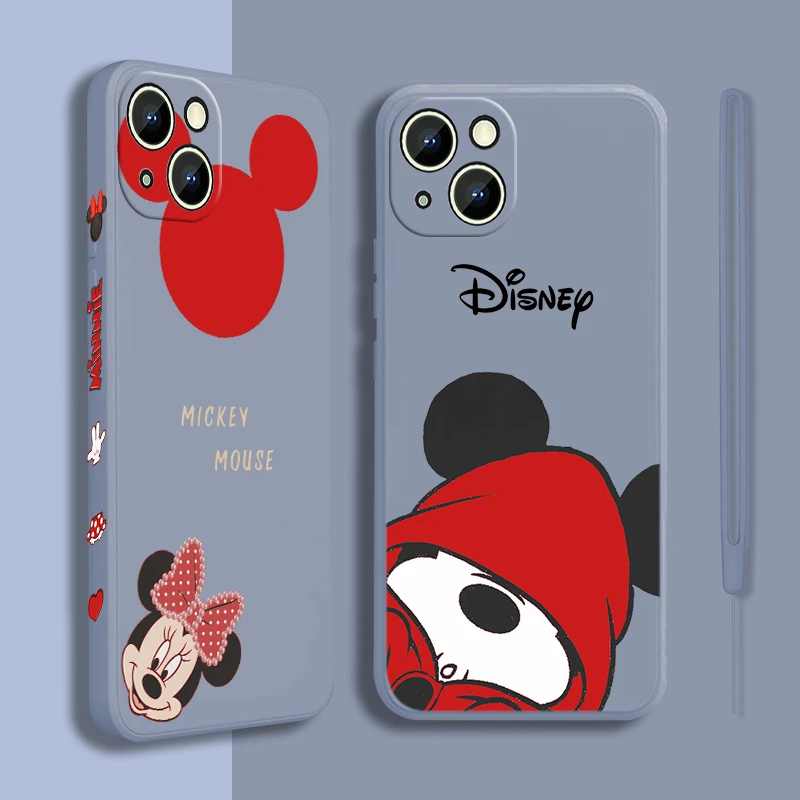 

Cool Mickey Minnie Art Phone Case For Apple iPhone 14 13 12 Mini 11 Pro XS MAX XR X 8 7 6S SE Plus Liquid Left Rope Shell Fundas