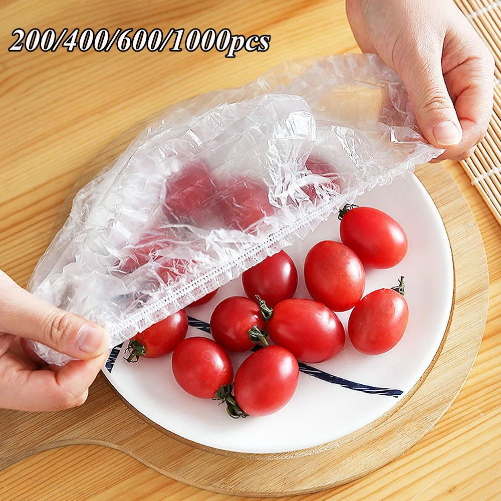 

200-1000pcs Disposable Food Bag Saran Wrap Plastic Bag Elastic Food Preservation Bag Food Cover For Fruit Vegetable Storage Wrap