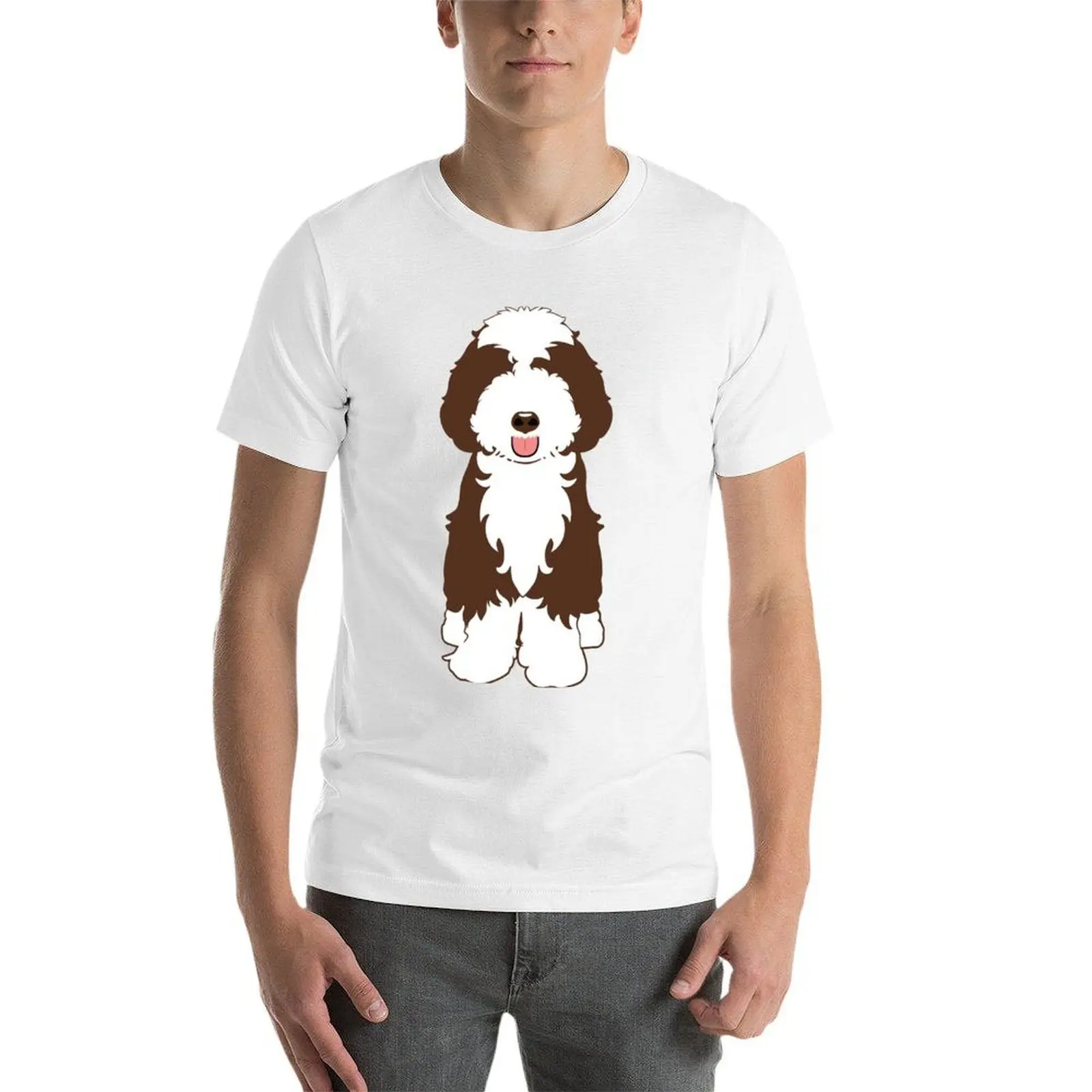 Фото Футболка LOVE Chocolate and White Aussiedoodle, повседневная универсальная футболка для мужчин №3