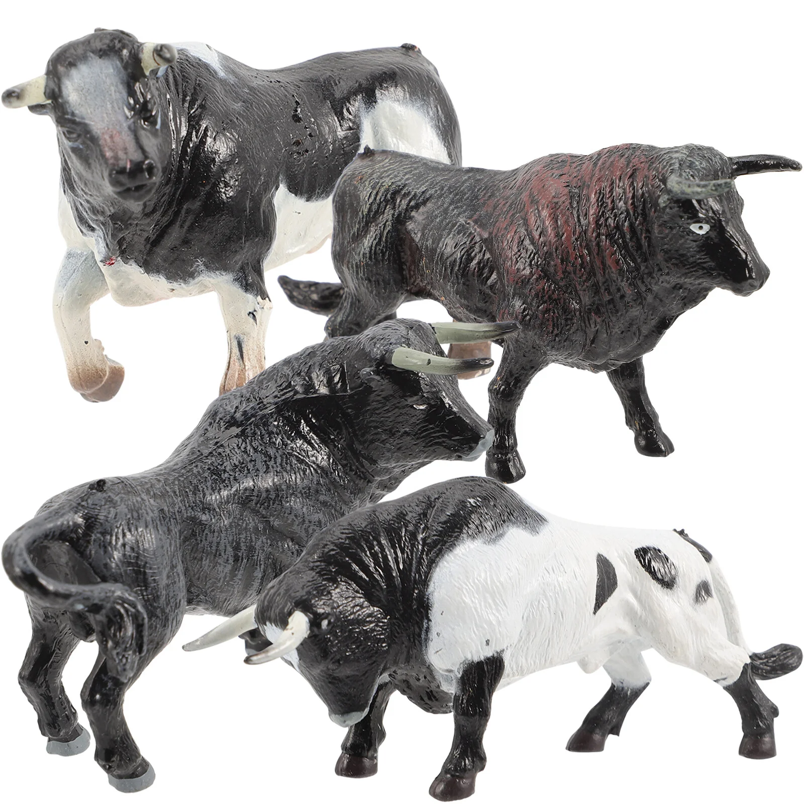 

4 Pcs Mini Top Hat Animal World Miniature Cow Toy Ornaments Statue Plastic Child