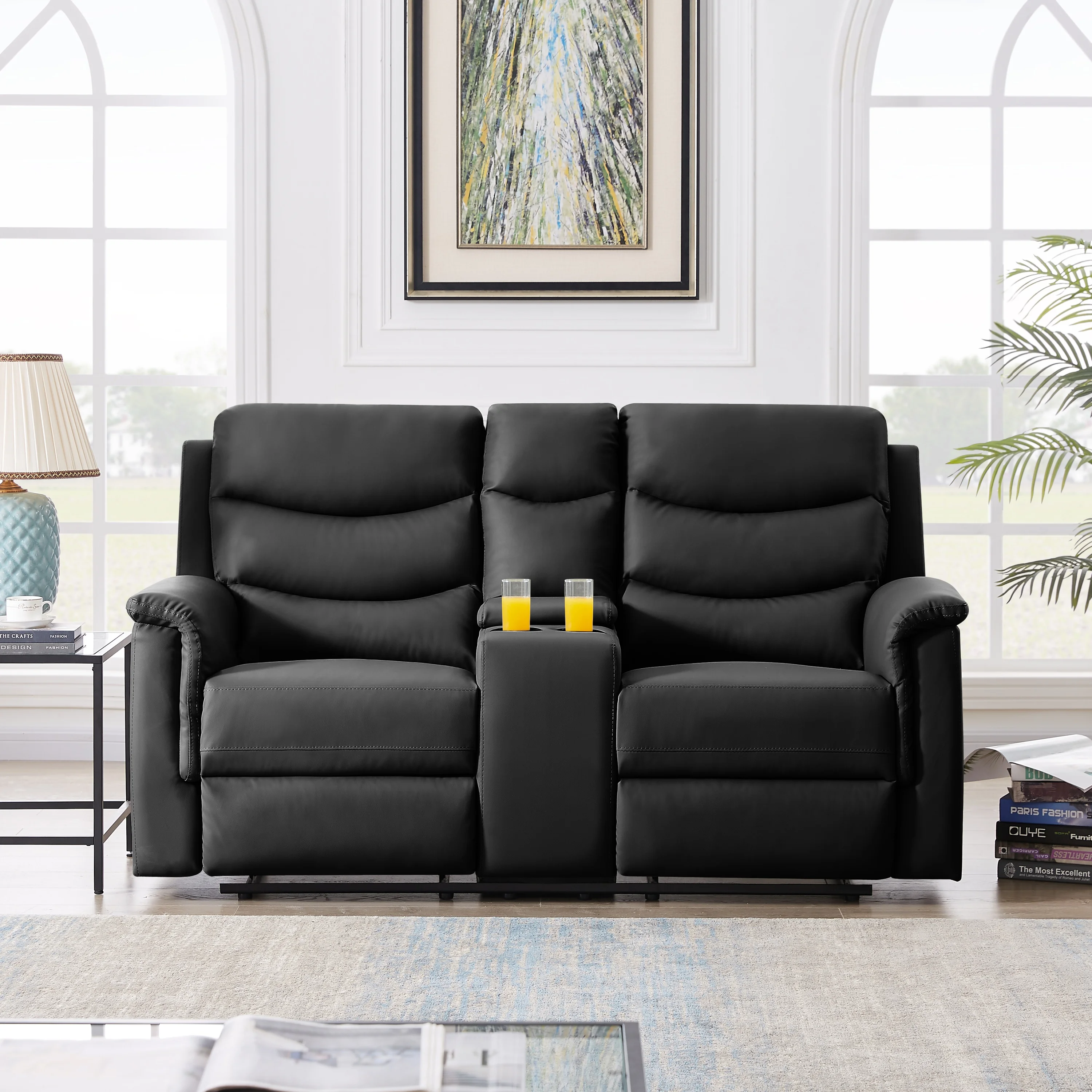 

2-Seater Motion Sofa Black PU（W22319415）