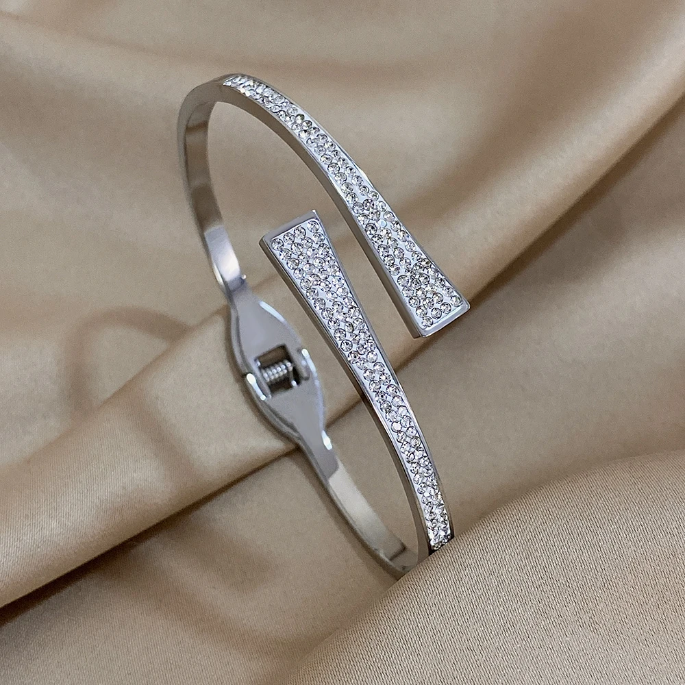 Greatera Роскошные инкрустированные искусственными манжетами из нержавеющей стали