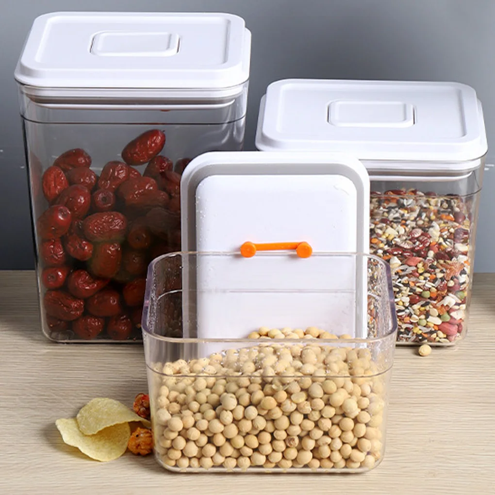 

Food Storage Box AirtightCanister Plastic Clear Container With Lids Kitchen Storage Bottles Jars Dried Grains Tank High Capacity