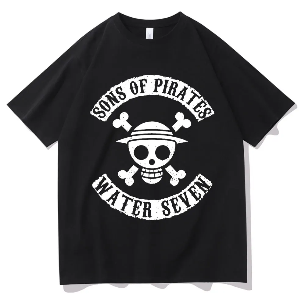 

Anime Vintage 90s Sons of Pirates Water Seven Graphic Logo Print Tshirt Luffy T-shirts Regular Men Women Rock Punk Hip Hop Tees