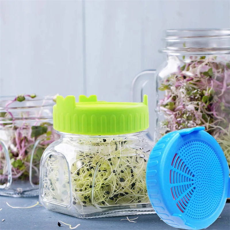 

Wide Mouth Plastic Mason Jar Sprouting Lid Food Grade Mesh Sprout Cover Seed Crop Germination for Mason Jar For Gardening