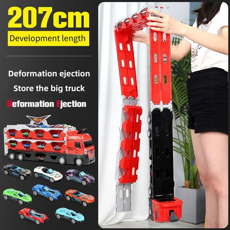 Большой грузовик с экстремальной гоночной дорожкой Детская катапульта и
