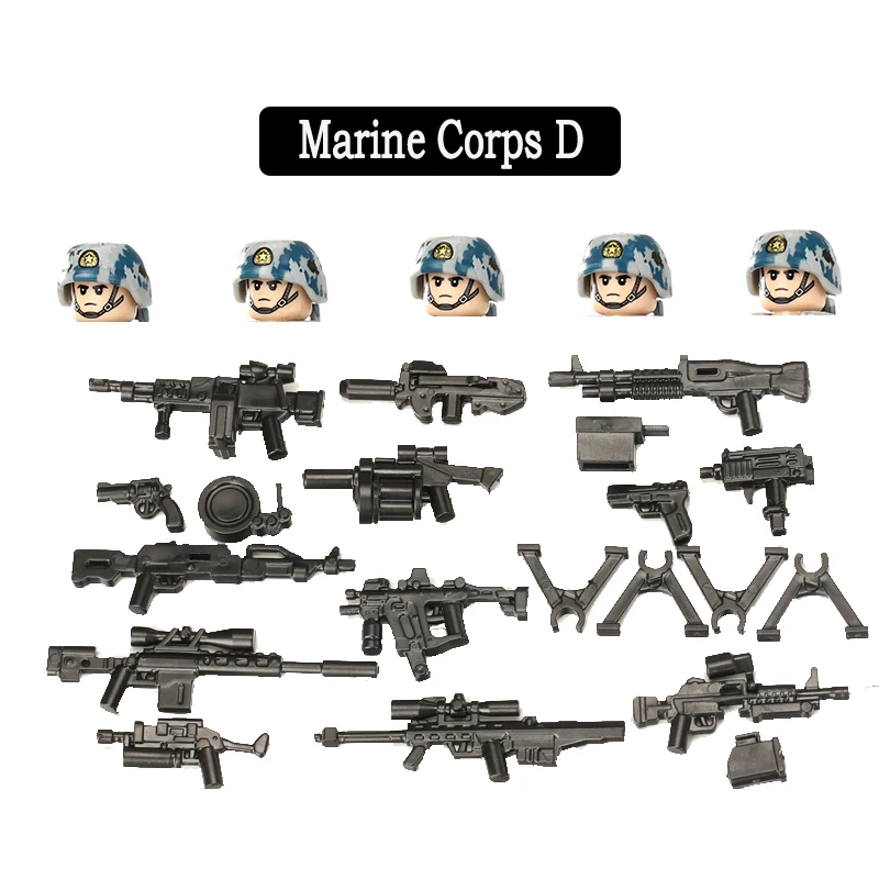 

Military Figures Camouflage Soldier Helmet MOC Building Blocks US Marine Corps Special Forces Educational Bricks Toys Gifts