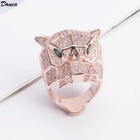 donia jewelry european and american fashion leopard head ring inlaid with aaa zircon luxury leopard head jewelry