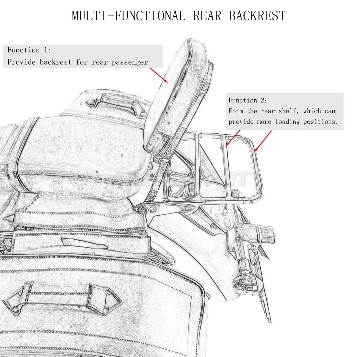 Фото Для мотоциклов Honda VTX 1300R, VTX1800R, VTX 1800S, 1300S, VTX1800N, VTX1300N: задняя спинка, багажник, подушка для пассажира. №5