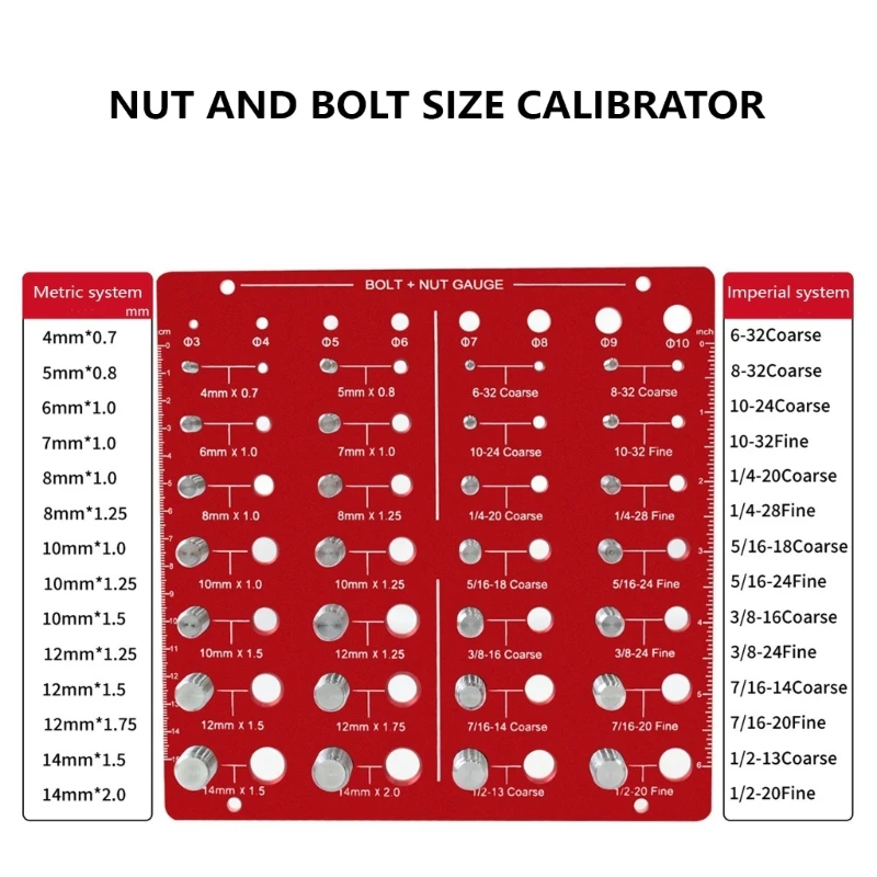 Идентификатор резьбы Тестер 28 Гайка Болт Проверка размера Калибр винта
