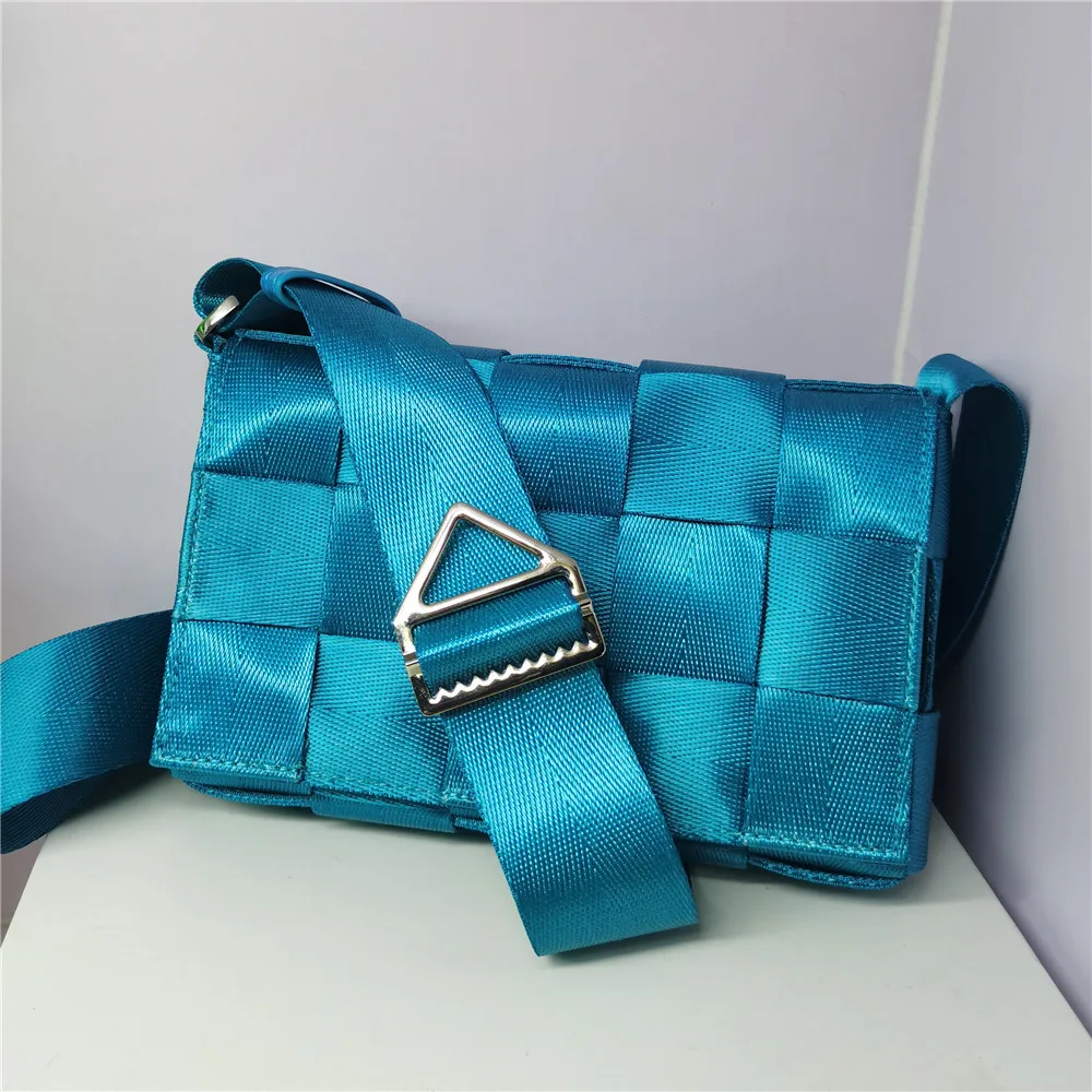 

Woven Shoulder Bag For Women Braid Bright Nylon Webbing Crossbody Handbag