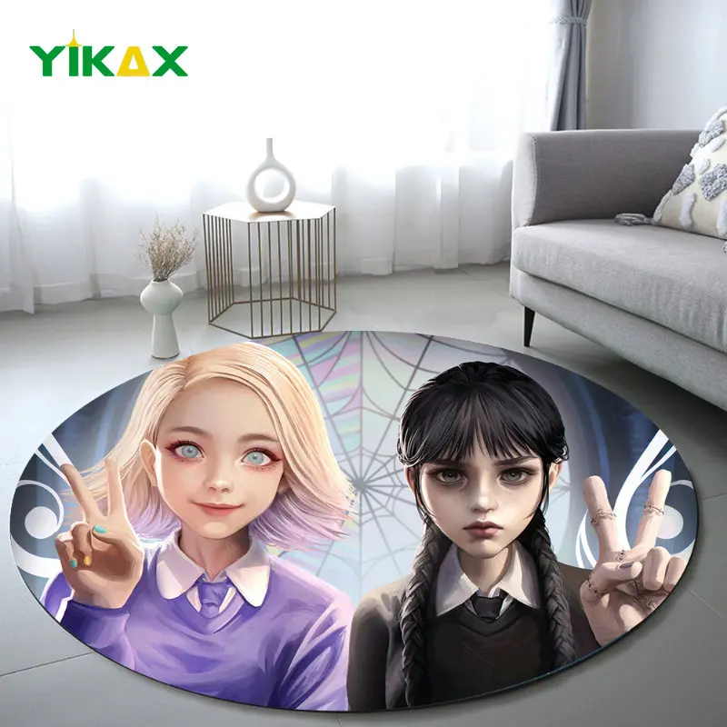 

Wednesday Addams Carpet Round Floor Mat Balcony Kitchen Bathroom Bath Non-slip Cartoon Kids Bedroom Home Living Room Decor Rug