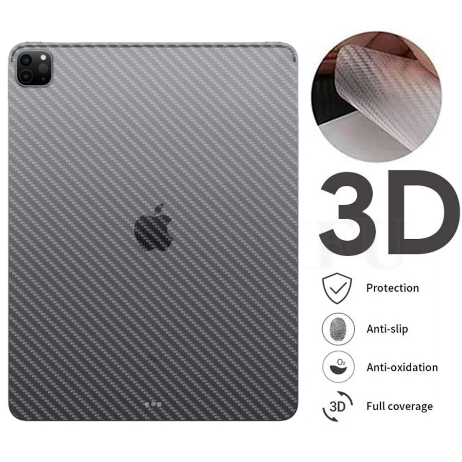 2Pcs 3D Back Carbon Fiber Film For Apple iPad 10.2 9.7 Pro 11 12.9 2020 2021 Air 4 3 2 1 mini 4 5 6 Full Cover Screen Protector