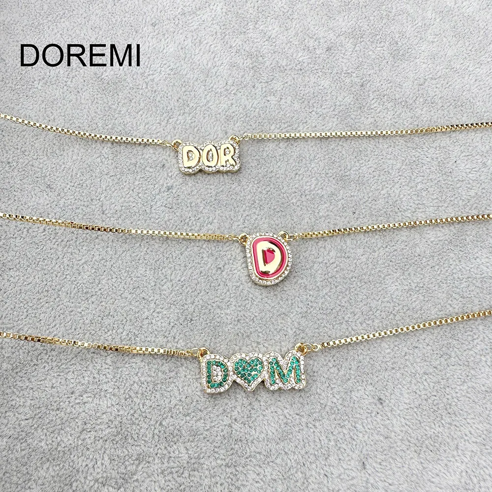 Ожерелье DOREMI с именем на заказ Хрустальный красочный камень персонализированное