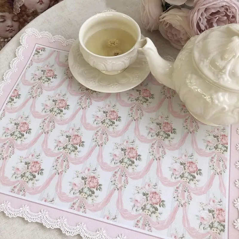

French Printed Placemat Home Kitchen Dining Table Protective Mats Rectangular Lace Coaster Home Decor Placemats Pot Mat Cloth
