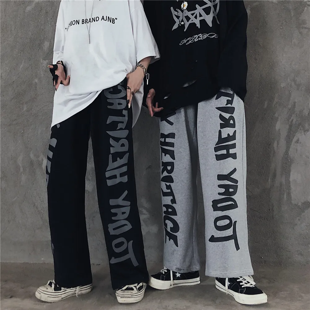 

Black Summer Letter Print Pants Streetwear Women Autumn Punk Gothic Joggers Trousers Hip Hop Rock Pants Summer Cargo Pants Girl