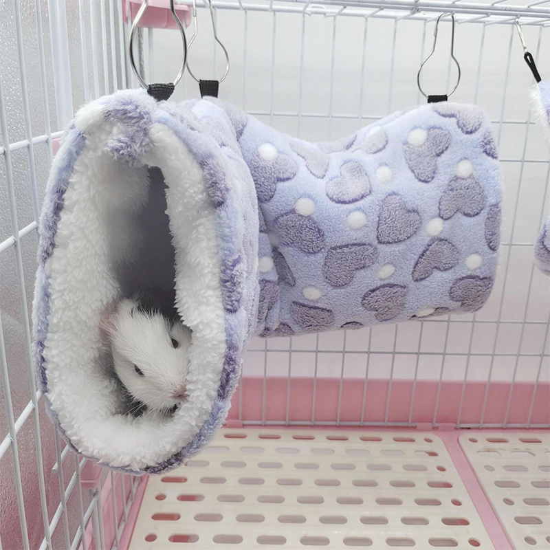 Hamster House Warm Soft Beds Tunnel Rodent Cage Printed Hammock Tunnel for Rats Cotton Guinea Pig Accessories Small Animal