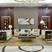 hong kong style light luxury sofa neo classical postmodern leather head cowhide back living room furniture