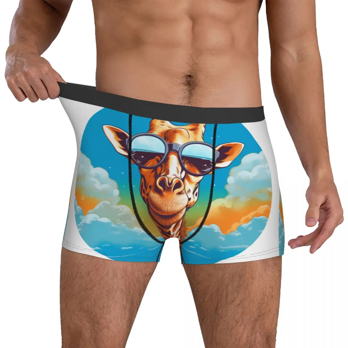 

Нижнее белье мужское с жирафом, мягкие боксеры с принтом в виде животных, с очками, Трусы в стиле оверсайз
