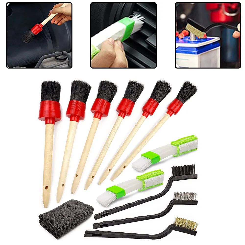 

12Pcs Car Cleaning Kit Detailing Brush Cleaning Towels Car Cleaner Brush Set Suitable For Removing Dust Bread Crumbs And Others