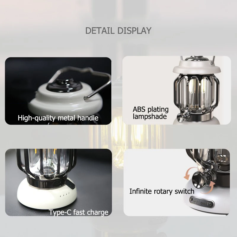 Портативный садовый фонарь в стиле ретро 5000 мАч уличная керосиновая лампа 3