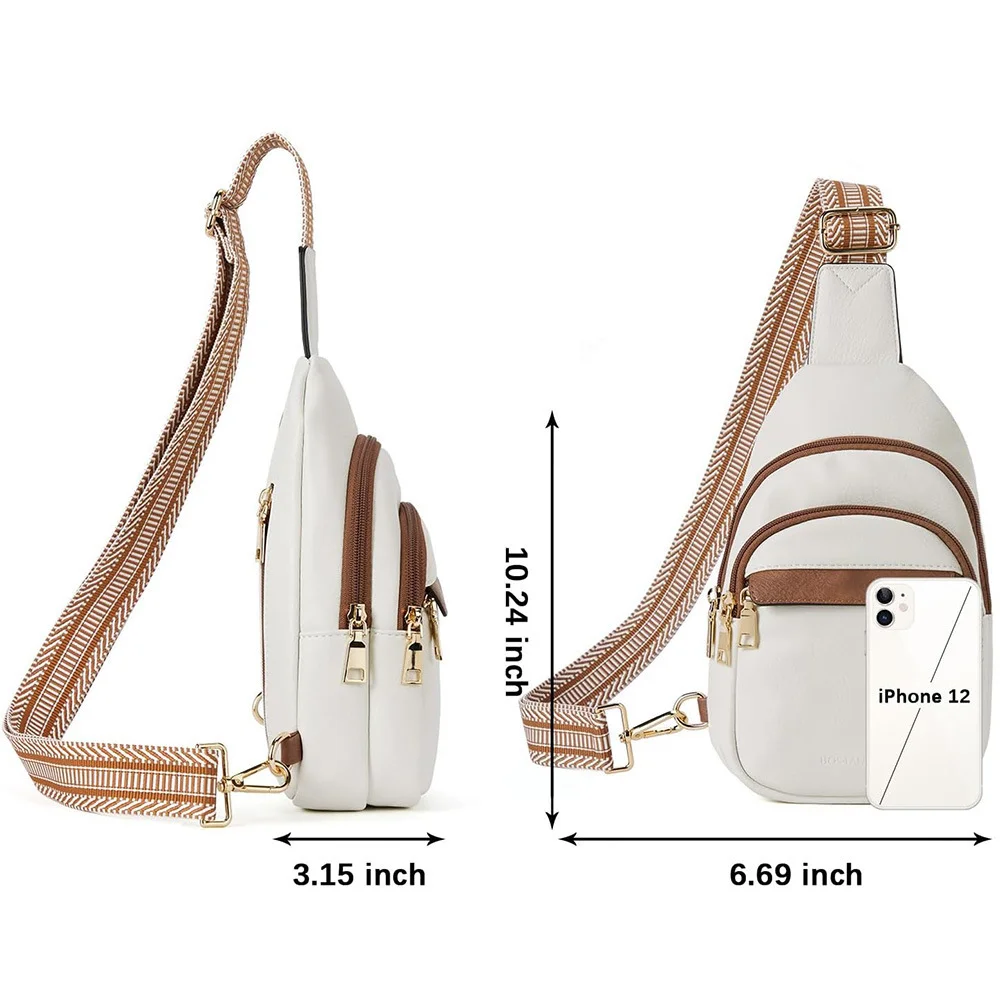 New Trend PU Leather Crossbody Sling Bags Women Fashion Vintage Guitar Strap Fanny Packs Female Casual Large Capacity Chest Bag