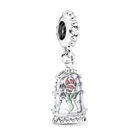 authentic 925 sterling silver beauty and the beast enchanted rose dangle fit women pandora bracelet necklace jewelry