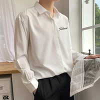 fashion new golf mens drop pure color long sleeved ice silk smart casual comfort mens buckle shirt
