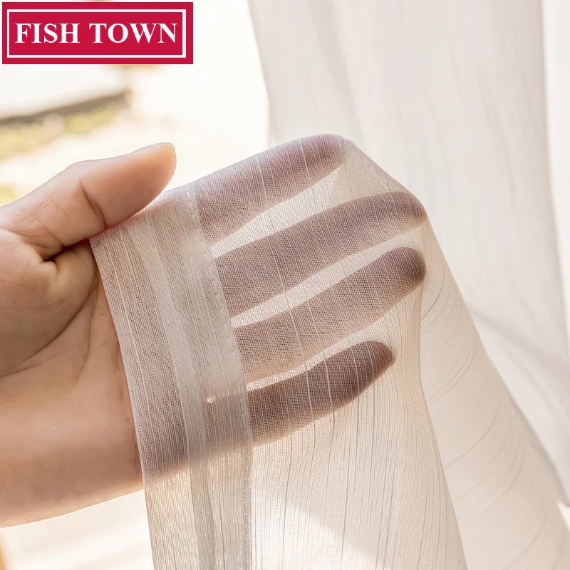 

FISH TOWN Semi Solid White Tulle Window Sheer Curtain for Living Room Bedroom Decorative Voile Kitchen Drape Blinds Custom Made