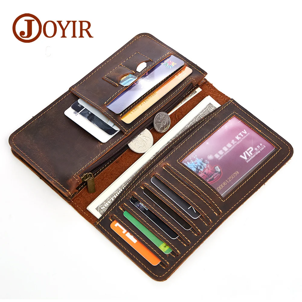 

JOYIR Men Wallet Men Coin Purse Vintage Long Men Wallets Perse Solid Card Holder Clutch Carteira Hombre for Male