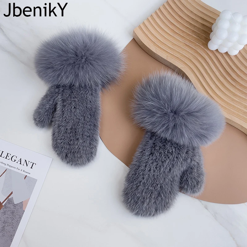 Luxury Women Real Mink Fur Winter Gloves Female Fashion Real Fox Fur Patchwork Women Colorful Warm Thick Elastic Ladies Mittens
