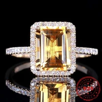 hoyon s925 sterling silver color yellow diamond ring topaz engagement ring gem bague bizuteria for women jewelry bijoux femme