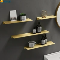 brushed space aluminum gold shelf waterproof self adhesive tray toilet wall hanging cosmetic storage rack bathroom accessories