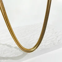 allnewme titanium steel gold snake chain necklaces for women hip hop rock flat herringbone chunky chain necklace accessories