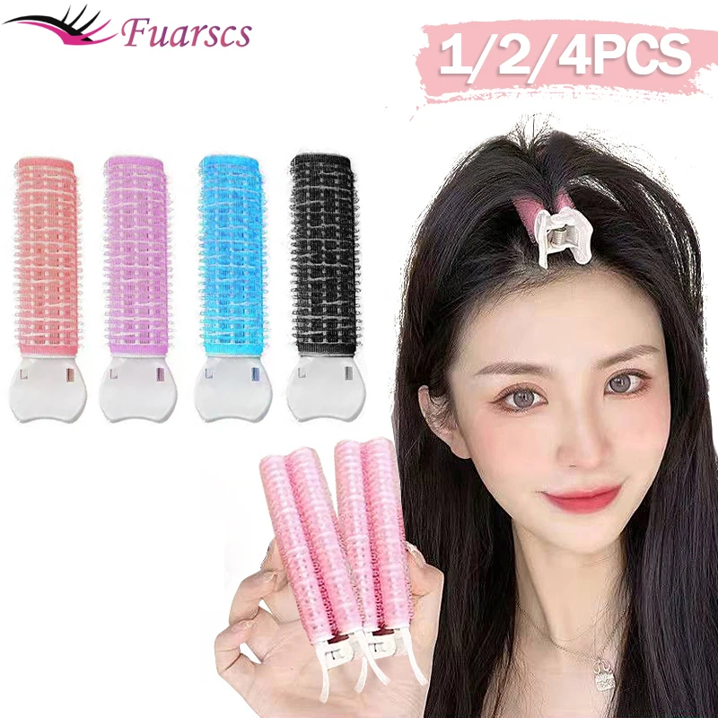 

2/4PCS Natural Fluffy Hair Clip Plastic Hair Root Fluffy Clip fixed Bangs Artifact Lazy Curling Tube Candy Color Curly Hair Tool